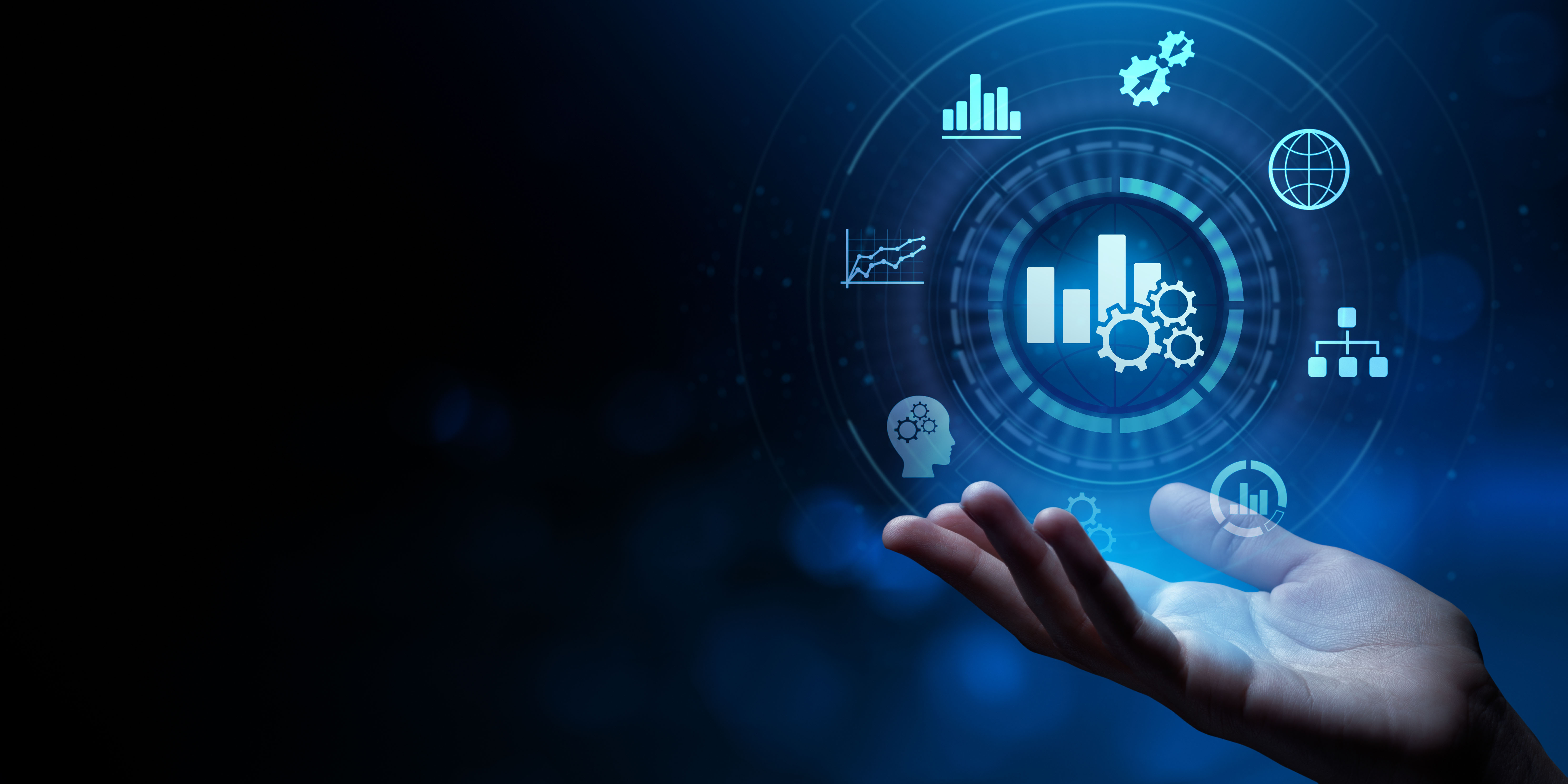 Hand holding analytic tools